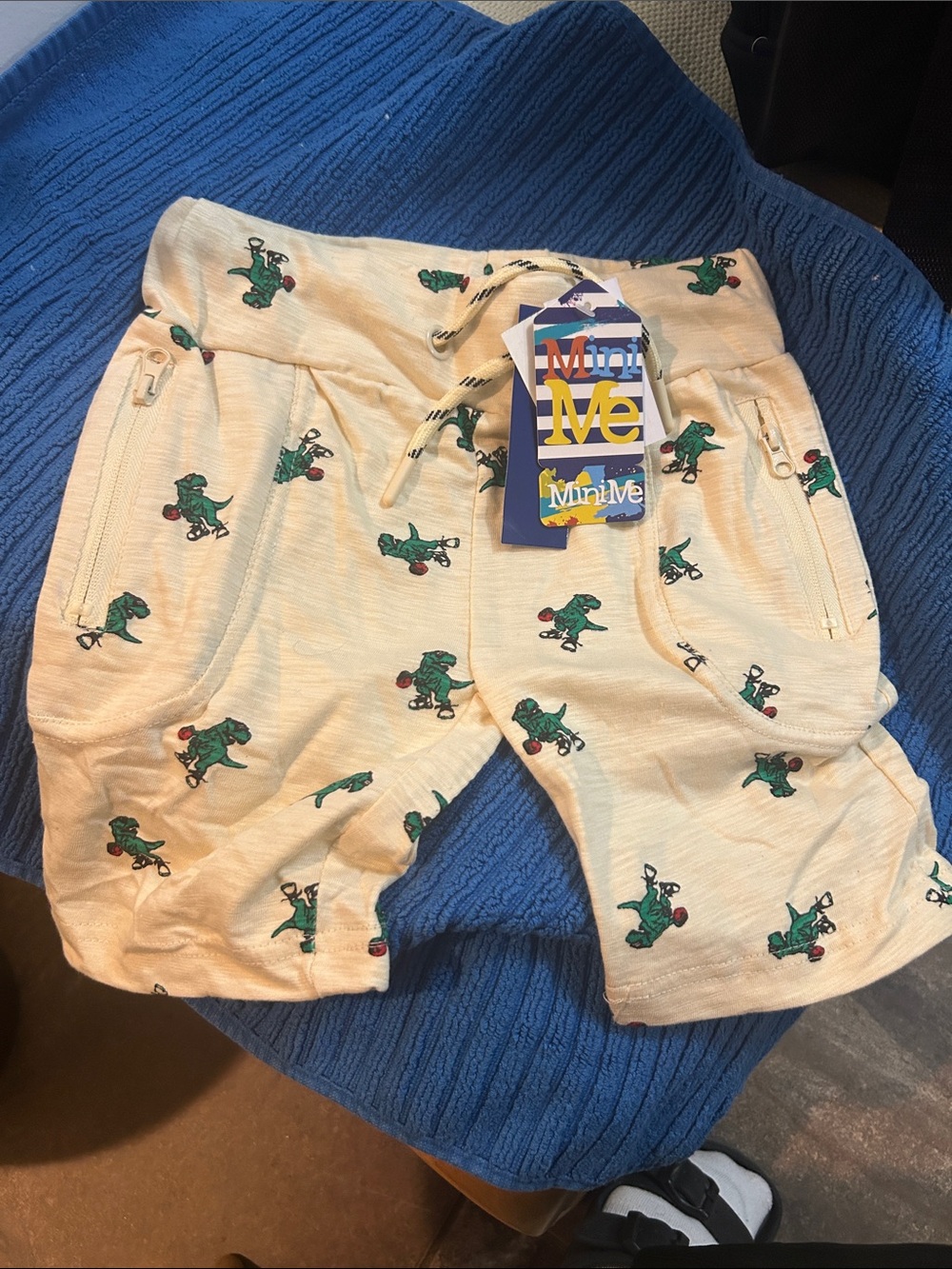 Cream Dinosaur Print Kids Shorts